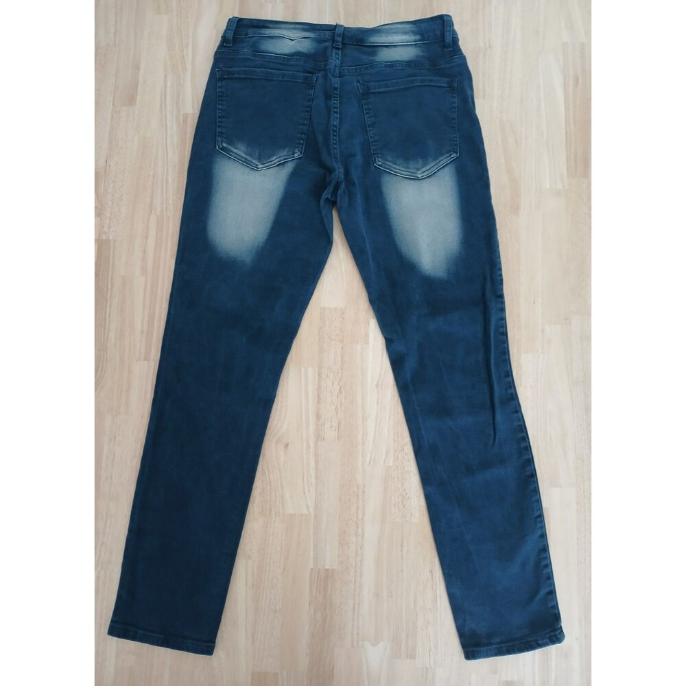 Men's Blue Jeans Size 32 Straight Leg Tie Dye Pockets  Zip Up - Picture 2 of 7